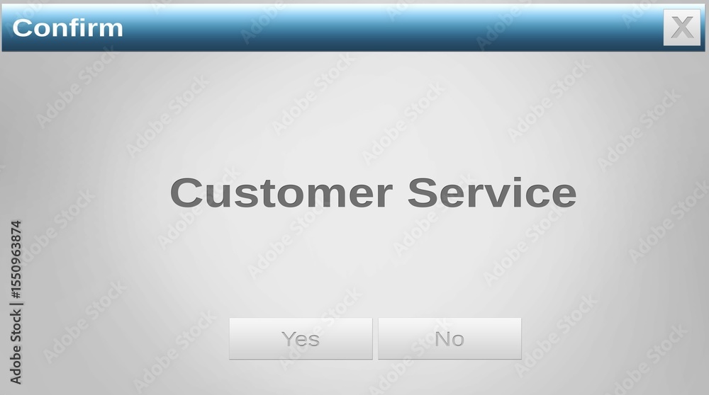 Poster flat confirm dialog is appearing with customer service and yes or no buttons on transparent backgrou