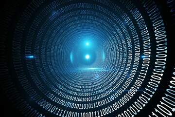 Fototapeta premium Spiral of shiny binary code