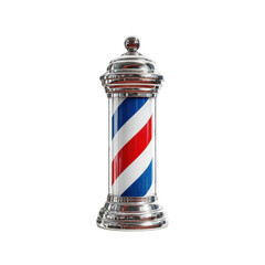 Classic barber pole, silver base, red, white, blue stripes