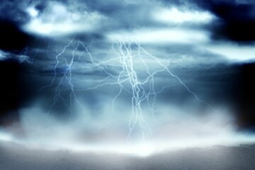 Thunderstrom and clouds with lightning