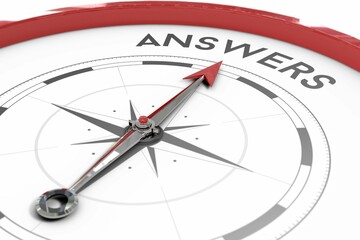 Compass pointing to answers