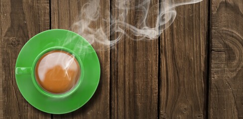Overhead view of green tea cup