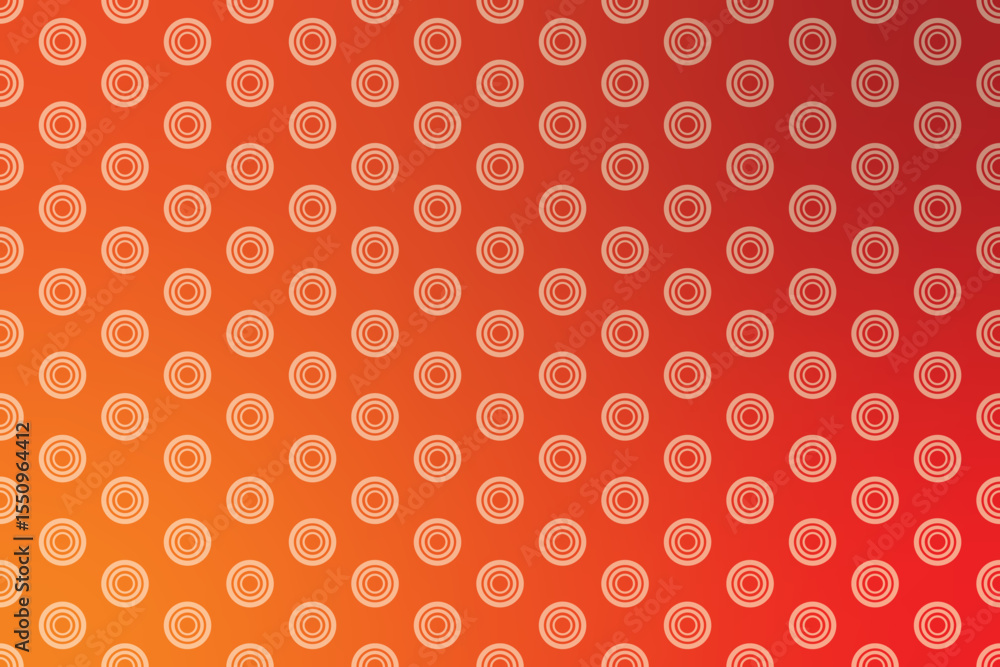 Poster seamless pattern of concentric circles in a warm orange to red gradient background