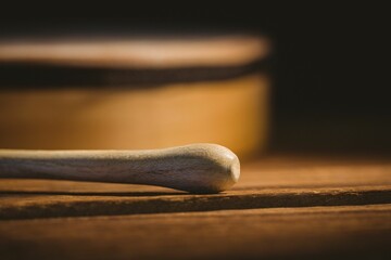 Close-up of bodhran stick