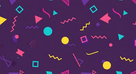 Vibrant Geometric Seamless Pattern 80s Retro Design Background