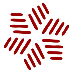 Red Abstract Pinwheel Icon Made of Hand-Drawn Lines in Minimal Style