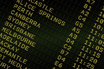 Black airport departures board for australia