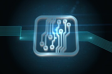 Shiny circuit board on black background