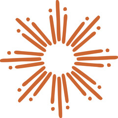Radiating Orange Starburst Element in Hand-Drawn Vector Doodle Style