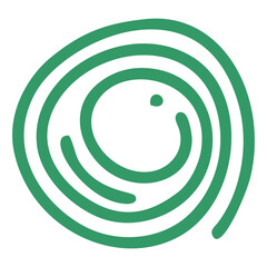 Green Spiral Line Symbol in Abstract Circular Hand-Drawn Minimalist Style