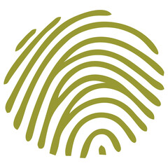 Olive Green Fingerprint Style Spiral in Organic Rounded Vector Illustration