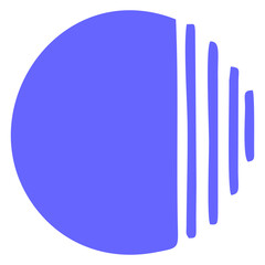 Blue Circle Split with Vertical Lines in Minimalist Geometric Vector Design