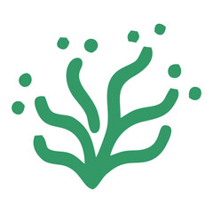 Green Organic Coral Shape with Dots in Handdrawn Abstract Style