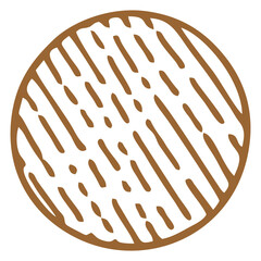 Brown Abstract Circle with Irregular Dash Pattern in Handdrawn Vector Style