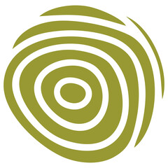 Olive Green Fingerprint Spiral in Circular Abstract Minimalist Vector Style