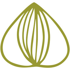 Olive Green Teardrop Shape with Inner Line Pattern in Flat Vector Style