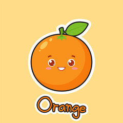 Playful Orange Character Illustration on Yellow Background for Kids' Art and Education