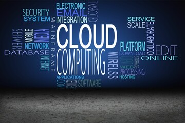 Cloud computing buzzwords above desert