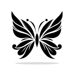 Vector illustration of a stylized black silhouette butterfly