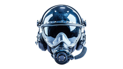 Aviation pilot helmet with oxygen mask and headset Transparent background, PNG