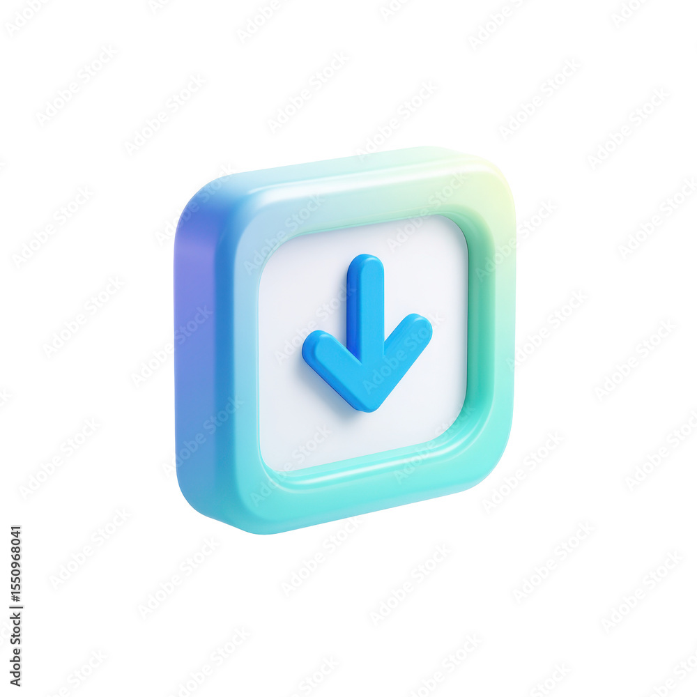 Poster clean and vibrant 3d download arrow icon transparent png image for design projects and user interfac