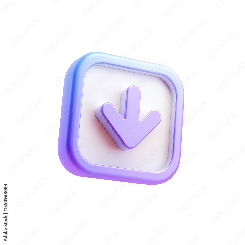 Poster transparent png download icon with arrow button 3d rendering clean and simple aesthetic vibrant and 