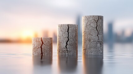 A symbolic visualization of global economic slowdown and uncertainty, emphasizing international conflict and financial instability.