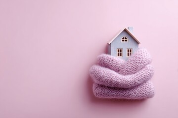 Tiny house wrapped in a cozy pink scarf
