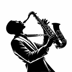 silhouette of a man playing a saxophone