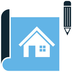 House blueprint icon vector, showcasing detailed architectural plans for homes. Perfect for residential design, real estate, custom builds, and interior layout visualization.