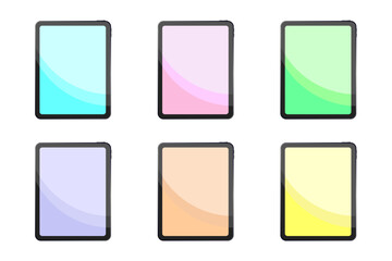 Colorful tablet device illustration set.