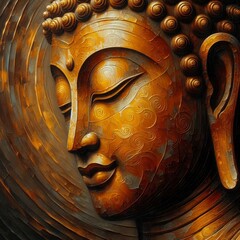 Buddha face in oil painting style