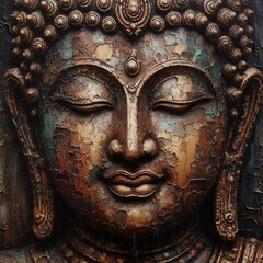 Buddha face in oil painting style