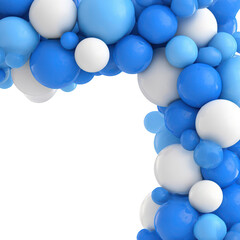 Blue and white balloon arch