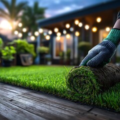 Landscaping, fresh lawn, outdoor living