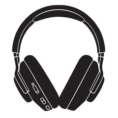 Headset silhouette image on white background