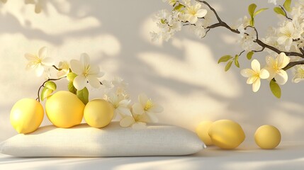 Lemons and blossoms in soft light