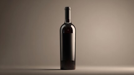 Elegant wine bottle with subtle lighting on a neutral background, showcasing the allure of fine winemaking.