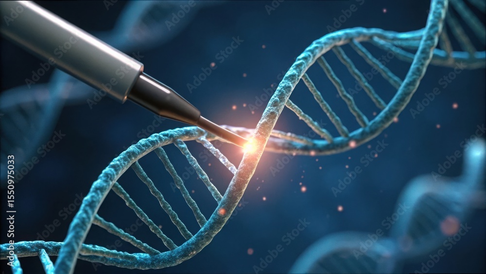 Poster Gene Editing Tool Working on DNA Structure with Detailed Visualization