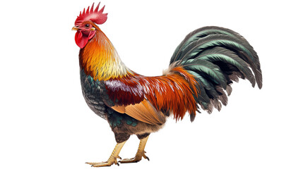 Fototapeta premium Beautiful rooster with arched neck and proud stance Transparent background, PNG