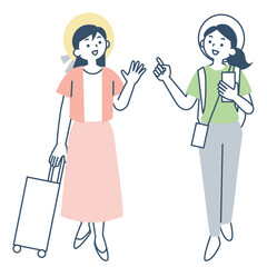 旅行に行く2人の若い女性
