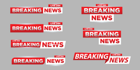 Breaking News headline template set, Breaking News text on a tag and badge. 