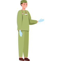 doctor surgeon in uniform and rubber gloves vector icon isolated on white