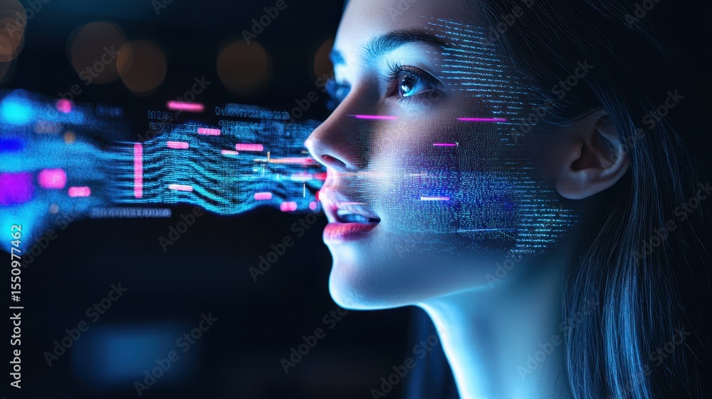 Aufkleber futuristic virtual assistant concept with digital overlay display