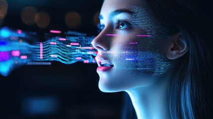 Futuristic Virtual Assistant Concept with Digital Overlay Display