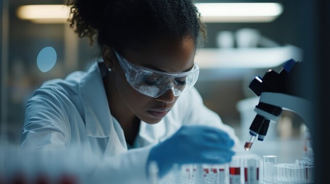 Laboratory Technician Analyzing Blood Samples in Research Setting