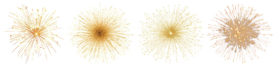 PNG Golden fireworks burst celebration, element set on transparent background