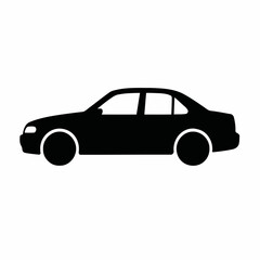 Simple Car Silhouette Vector – Side View Sedan Illustration