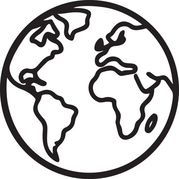 Black and white world map icon vector