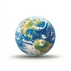 Fototapeta premium Realistic 3D Earth Globe Rotating on A Soft Shadow with Detailed Continents and Ocean Colors